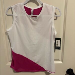 INPHORM Sleeveless Tank Top White and Pink Medium Workout Shirt Athletic NWT